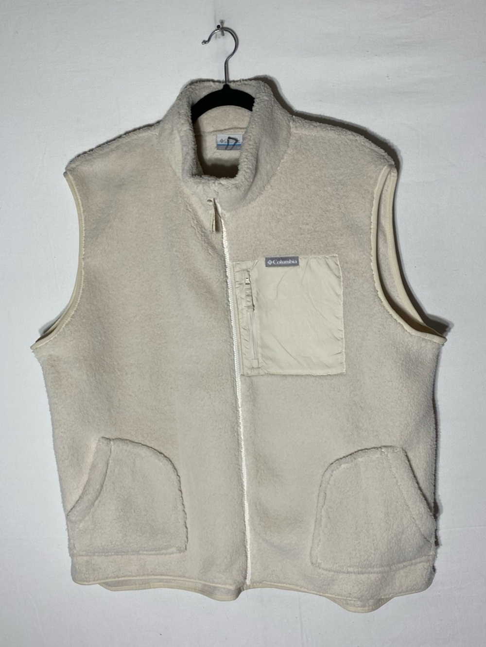 Columbia Cream Holly Hideaway Sherpa Vest W Chest Pocket 2XL Gorpcore Activewear